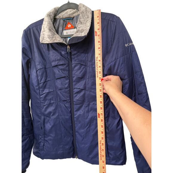 Columbia Womens M Omni Heat $149 Soft Shell Jacket Fur Collar Full Zip Navy Blue - Picture 4 of 6